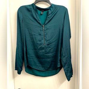 Emerald Green Silky Forever 21 Blouse